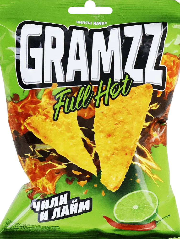 Chili & lime flavored chips "Gramzz Full Hot" 55g
