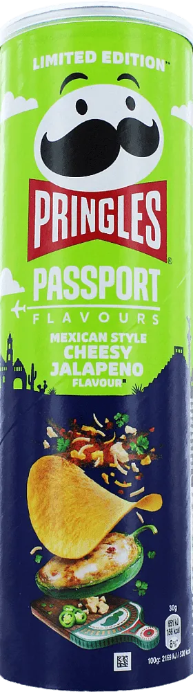 Cheese & jalapeno flavoured chips "Pringles Passport JMexican Style Cheesy Jalapeno" 165g
