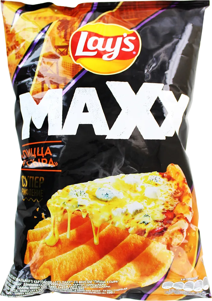 Chips 4 cheese pizza flavor "Lay's Maxx Wavy Pizza 4 Cheeses" 100g