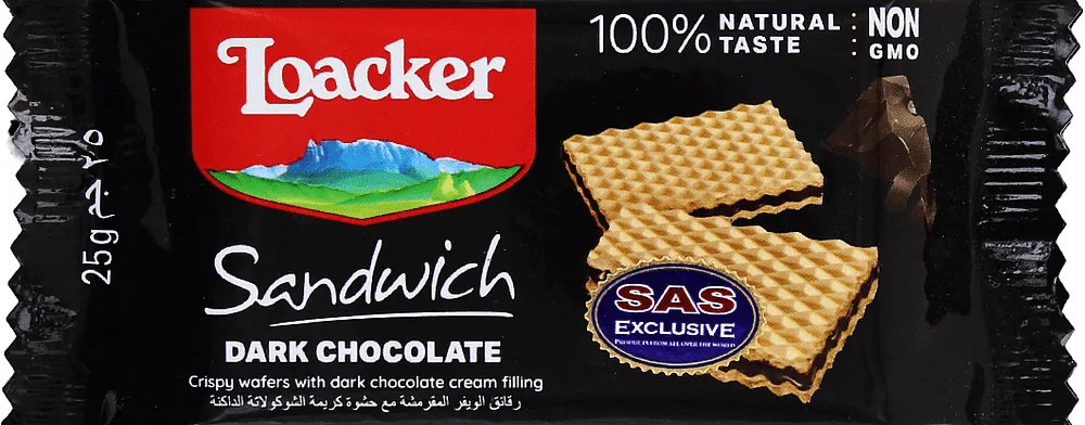 Wafer with dark chocolate filling "Loacker Sandwich"  25g