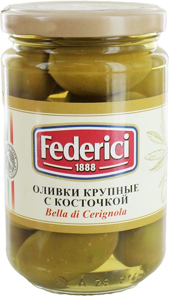 Оливки зеленые с косточкой "Federici" 300г  