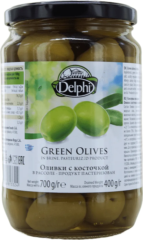 Green olives with pit "Delphi" 700g