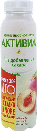 Բիոյոգուրտ ըմպելի դեղձով և խնձորով «Danone Активия» 260գ, յուղայնությունը` 2%