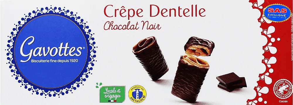 Crepe with dark chocolate "Gavottes" 90g
