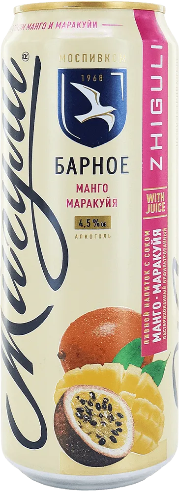 Beer drink with mango & passion fruit flavor "Jiguli Barnoe Mango Passion Fruit" 0.45l
