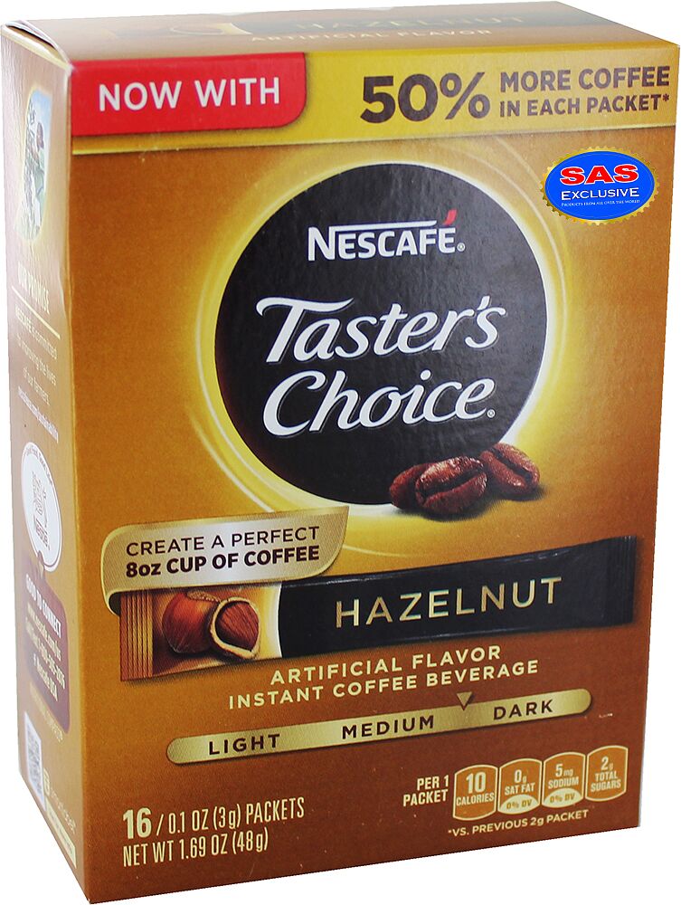 Սուրճ լուծվող «Nescafe Taster's Choice Hazelnut» 48գ

