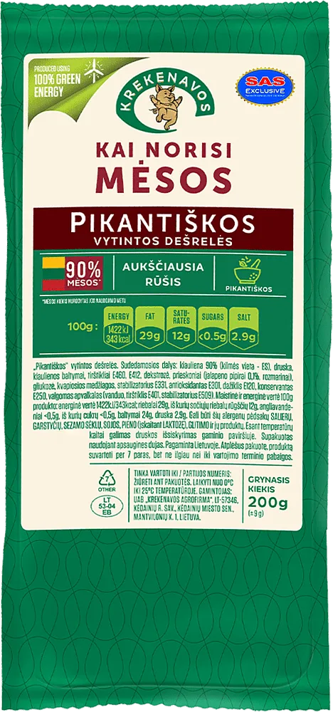 Dried sausage "Krekenavos Kai norisi Mesos Pikantiskos" 200g