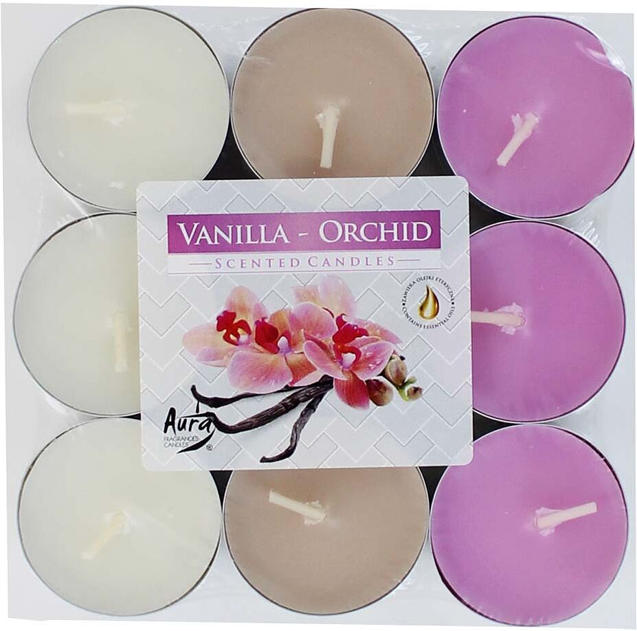 Մոմ անուշաբույր «Aura Bispol Vanilla Orchid» 18 հատ
