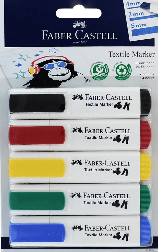 Colour markers "Faber-Castell Textile" 5 pcs
