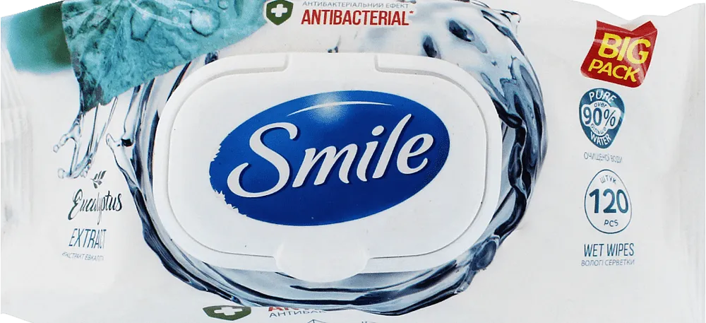 Անձեռոցիկ խոնավ հակաբակտերիալ «Smile Antibacterial» 120 հատ
