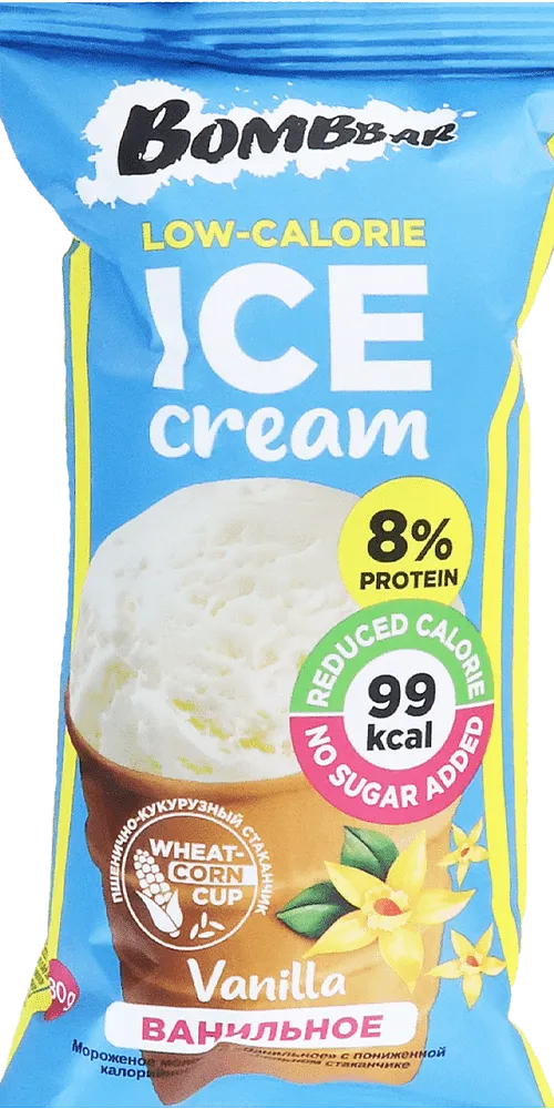 Պաղպաղակ վանիլային սպիտակուցային «Bombbar Vanilla Low Calorie» 80գ
