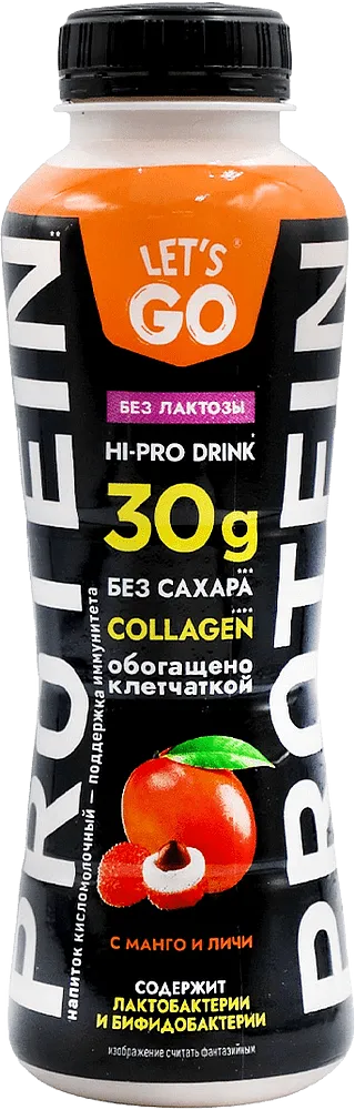 Fermented milk drink with mango & lychee flavor "Let's Go Hi-Pro Protein" 340g
