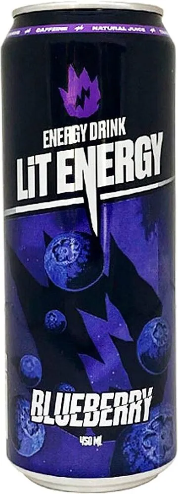 Energy carbonated drink "Lit" 450ml Bilberry 
