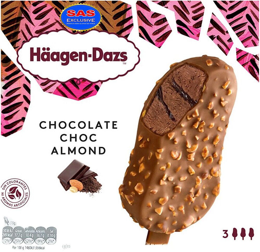 Мороженое шоколадное "Haagen-Dazs Chocolate Choc Almond" 210г 