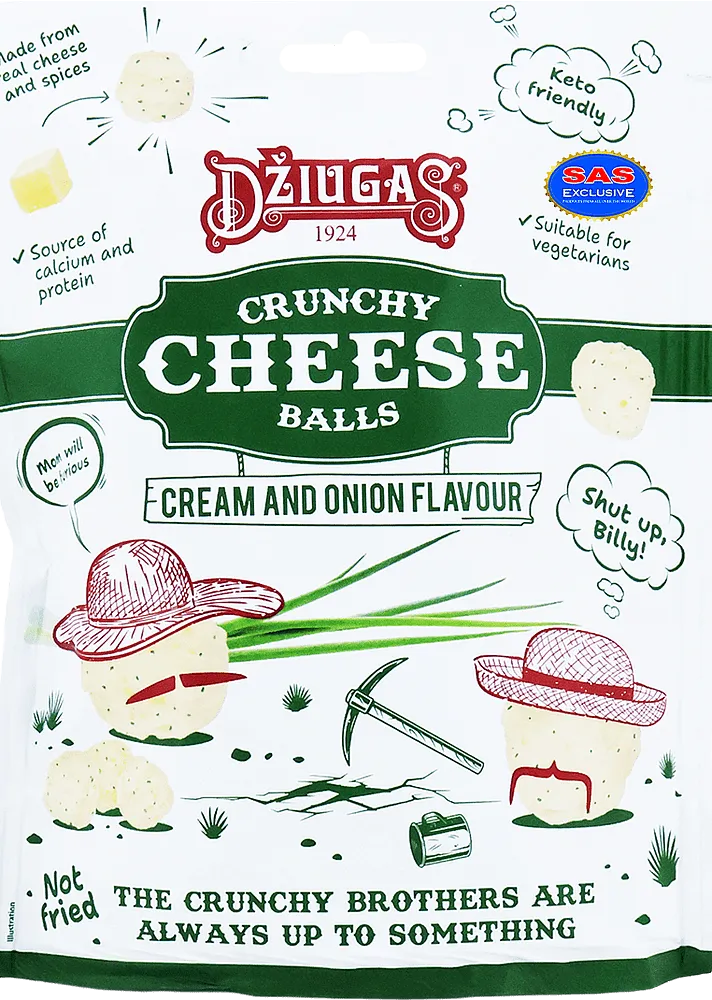 Cream & oinion flavored cheese balls "Dziugas Cheese Balls Cream & Oinion" 40g
