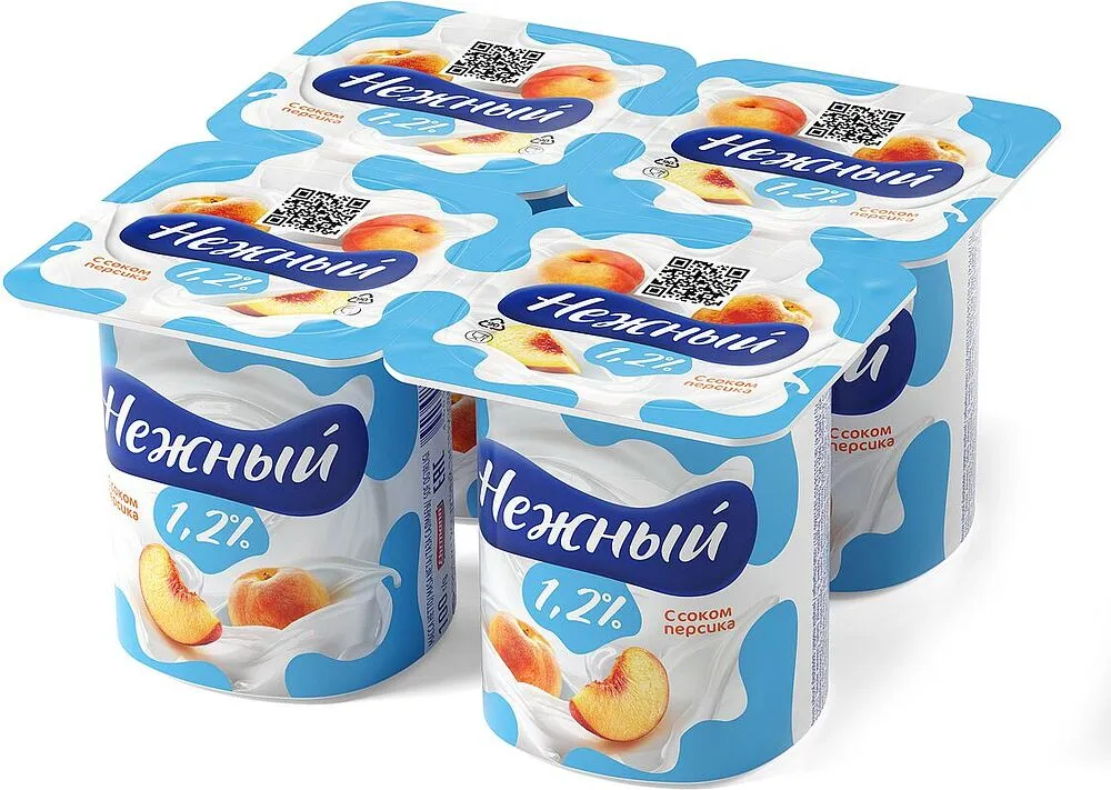 Յոգուրտային արտադրանք դեղձի  հյութով «Campina Нежный» 100գ,  յուղայնությունը` 1.2%