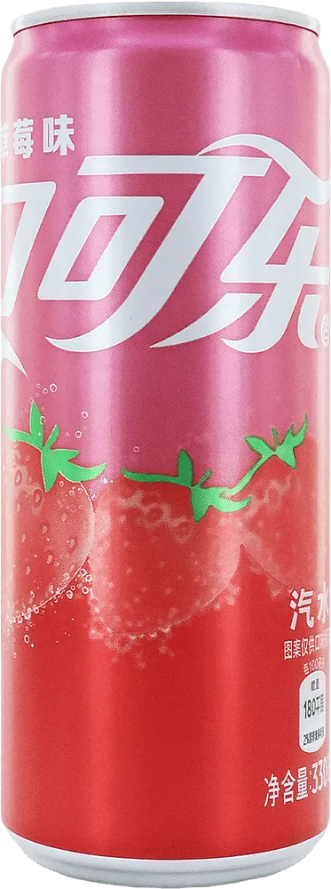 Refreshing carbonated drink with strawberry flavor "Coca Cola Strawberry" 330ml