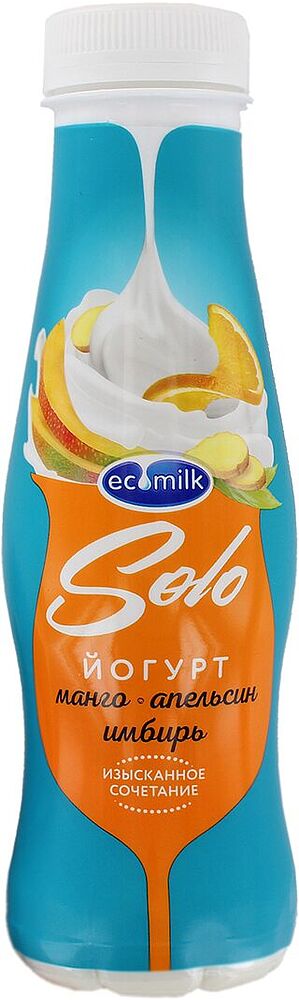 Йогурт питьевой с манго, апельсином и имбирем "Экомилк Соло" 290г, жирность: 2.8%
