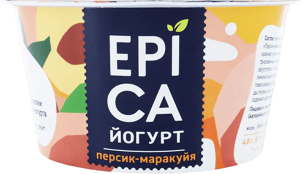 Yoghurt with peach & passion fruit "Epica" 130g, fat content: 4․8%
