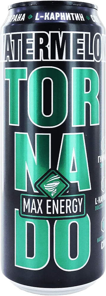 Energy carbonated watermelon drink "Tornado Watermelon Max Energy" 0.45l
