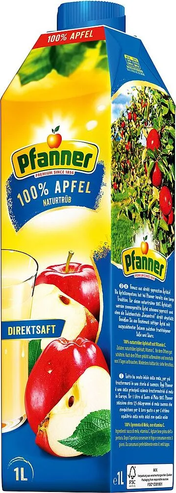 Сок яблочный "Pfanner" 1л 