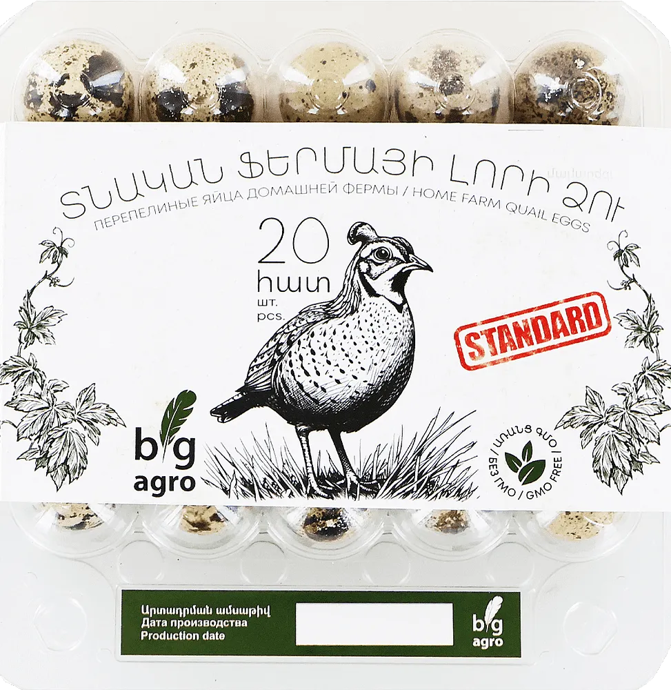 Quail eggs "Big Agro Standard" 20 pcs
