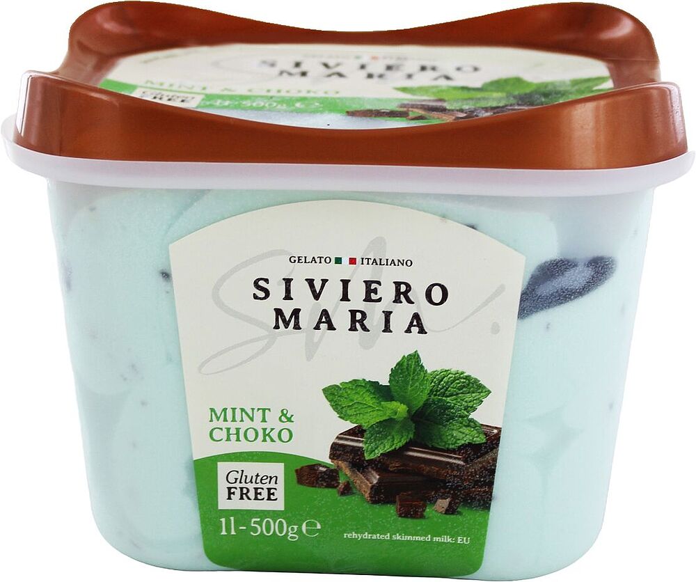 Ice cream with chocolate & mint "Siviero Maria Ciock Menta" 500g
