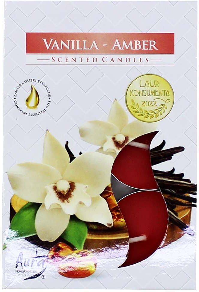 Մոմ անուշաբույր «Aura Bispol Garden Vanilla Amber» 6 հատ
 