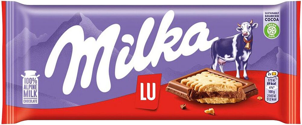 Chocolate bar with cookie "Milka LU" 87g