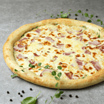Pizza with egg and bacon