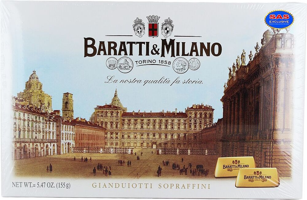 Շոկոլադե կոնֆետների հավաքածու «Baratti & Milano Gianduiotti Sopraffini» 155գ
 