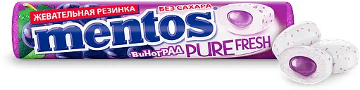 Grape chewing gum "Mentos Pure Fresh" 15.5g 