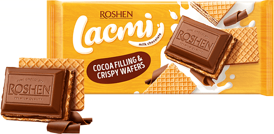 Շոկոլադե սալիկ շոկոլադե միջուկով և վաֆլիով «Roshen Lacmi» 105գ