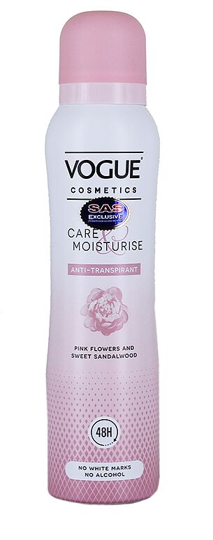 Antiperspirant spray "Vogue Cosmetics Care Moisturise" 150ml