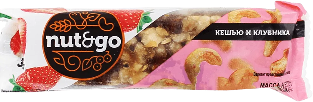 Bar with cashew nuts and strawberries "Nut&Go" 36g

