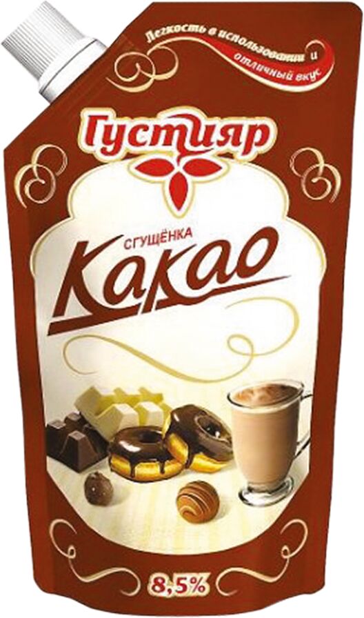 Продукт молочный сгущенный с какао и сахаром "Густияр" 270г, жирность: 8.5%