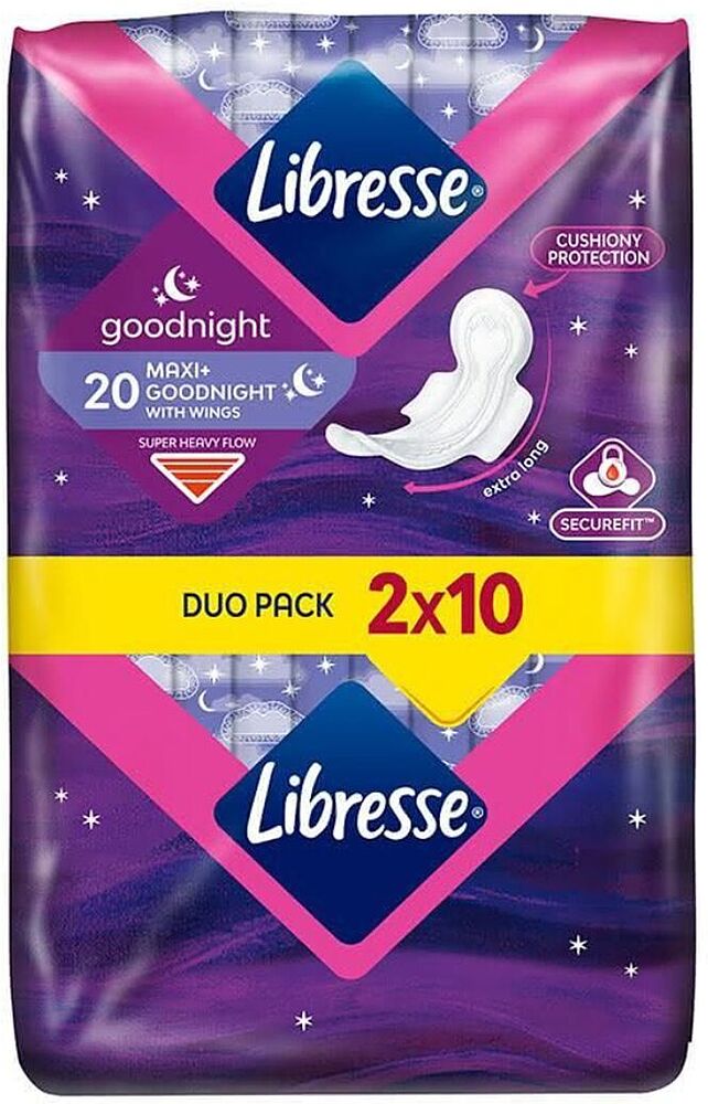 Sanitary towels "Libresse Maxi Goodnight" 20 pcs
