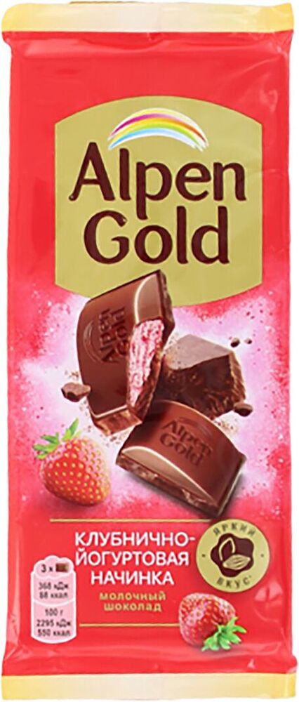 Chocolate bar with strawberry yoghurt "Alpen Gold" 80g