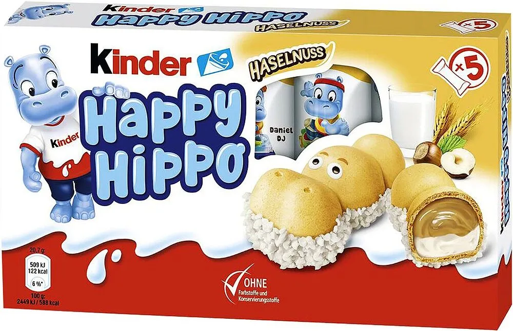 Waffer with milk & hazelnut filling "Kinder Happy Hippo" 20.7 g