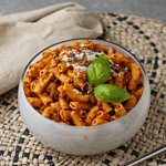 Pasta with carrot and Bolognese sauce