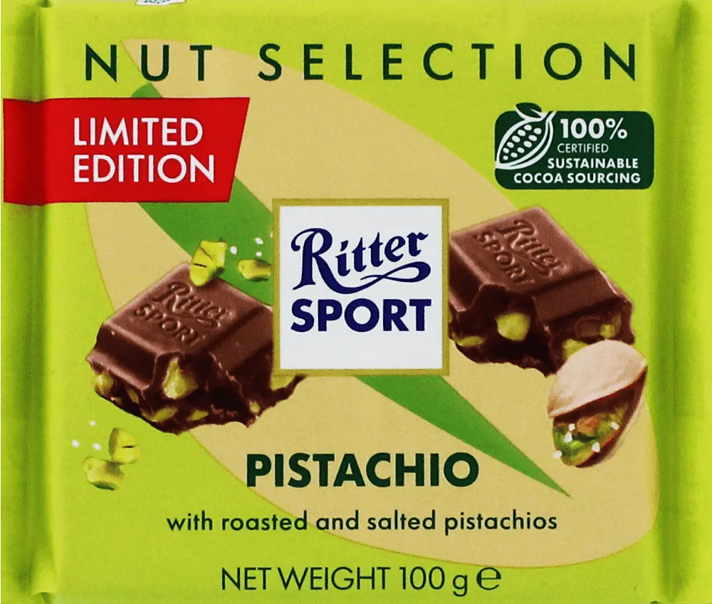 Chocolate bar with pistachios "Ritter Sport Pistachio" 100g
