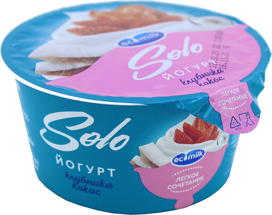 Йогурт с клубникой и кокосом "Экомилк Соло" 130г, жирность: 4.2%
