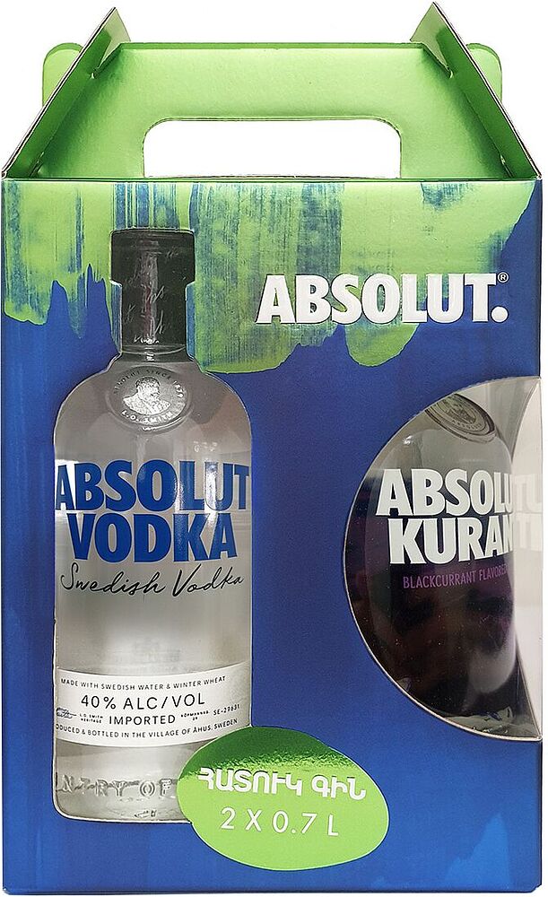Vodka set "Absolut" 2×0.7l