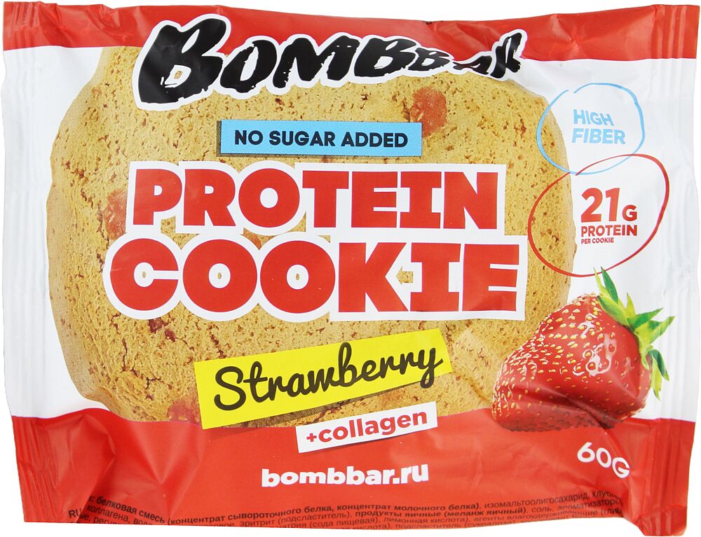 Protein cookie with strawberry "Bombbar" 60g