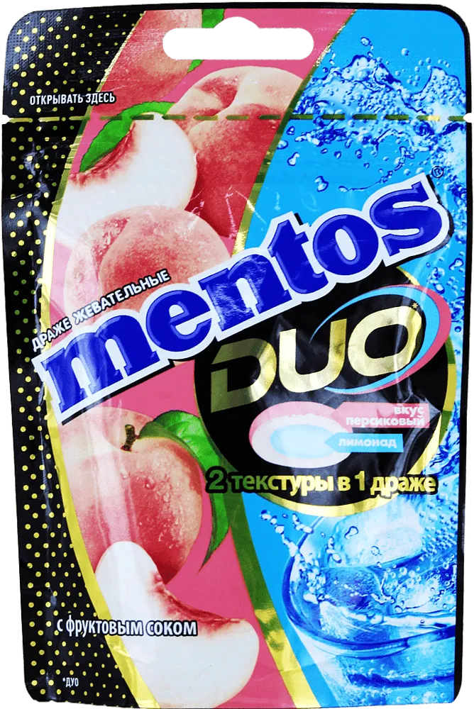 Peach dragee "Mentos DUO" 45g
