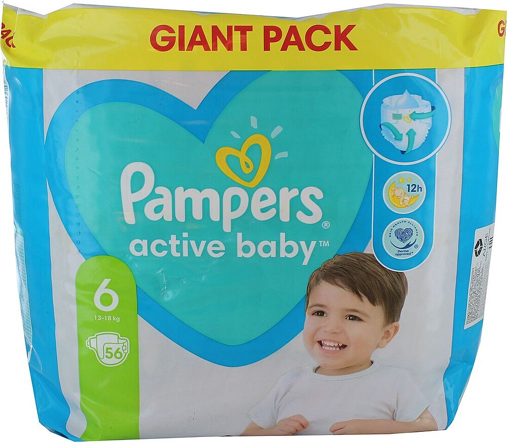 Տակդիրներ «Pampers Active Baby» №6 13-18 կգ 56 հատ
