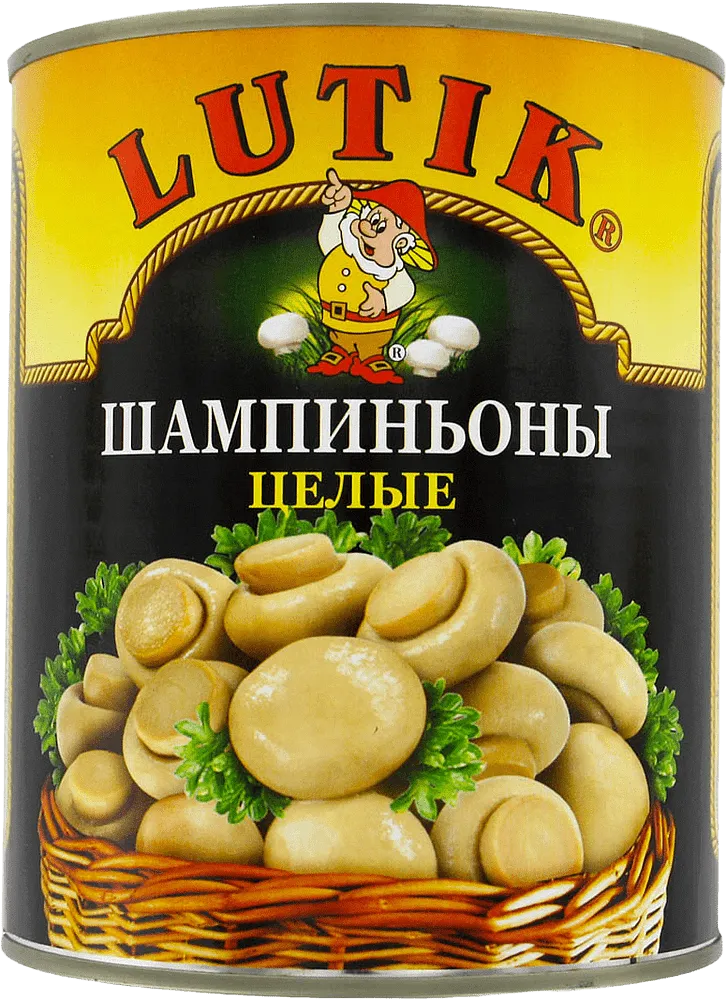 Шампиньоны маринованные целые "Lutik" 800г 