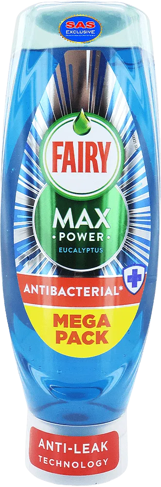 Dishwashing liquid "Fairy Max Power Antibacterial Eucalyptus" 730ml
