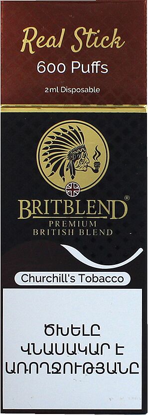 Электронный испаритель "BritBlend Churchill's Tobacco" 600 затяжек