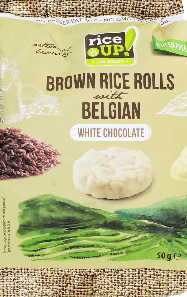 Crispbreads in chocolate "Rice Up White Belgian Chocolate" 50g
